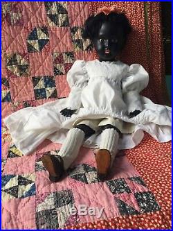 Beautiful Antique German Ebony Black Hermann Steiner Bisque Head Doll