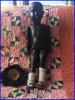 Beautiful Antique German Ebony Black Hermann Steiner Bisque Head Doll