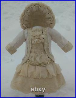 Beautiful Bebe doll dress and hat, German/French antique doll