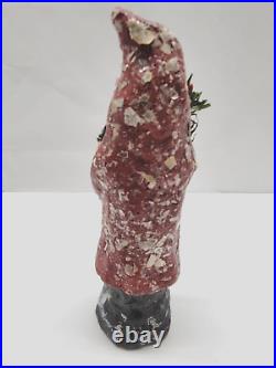 Belsnickel German Mica Spotted Red Coat Hood Trim Holding Feather Spring
