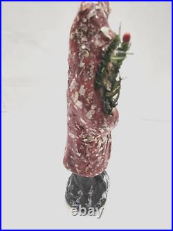 Belsnickel German Mica Spotted Red Coat Hood Trim Holding Feather Spring