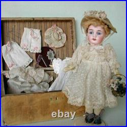 Bisque doll Kestner with BOX Antique Mignonette Head mark K 18 Blue fixed eyes