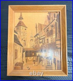 Buchschmid & Grétaux Landsberg Hexenviertel Wood Inlay Work Framed Signed