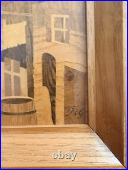 Buchschmid & Grétaux Landsberg Hexenviertel Wood Inlay Work Framed Signed
