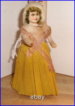 COTTON Antique German Cotton Girl Candy Container Ornament Scrap Face COTTON Antique German Cotton Girl Candy Container Ornament Scrap Face
