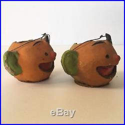 C 1900 German Halloween Candy Container x2 Jack-O-Lantern Antique Vintage As Is
