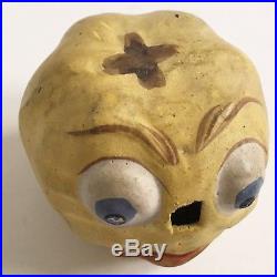 C 1900 German Halloween Gourd Candy Container Jack-O-Lantern Antique VTG As Is