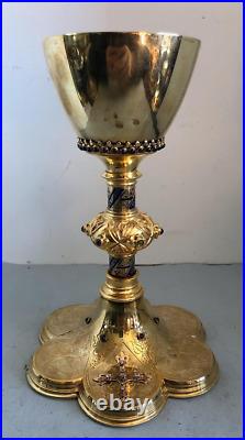 Catholic Antique Vintage Sterling Enameled German Chalice Priest Chalice