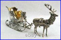 Classic Vintage Silver Old World German Reindeer & Sleigh