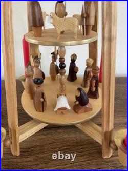 Dregeno Erzgebirge German 3-Tier Nativity Christmas Pyramid Wood Candle Carousel