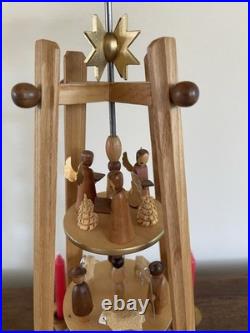 Dregeno Erzgebirge German 3-Tier Nativity Christmas Pyramid Wood Candle Carousel