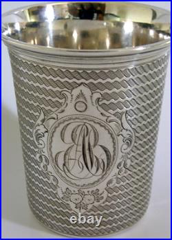 EARLY GERMAN / AUSTRIAN 812 SOLID SILVER BEAKER CUP c1840 BARWARE ANTIQUE 58g