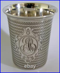 EARLY GERMAN / AUSTRIAN 812 SOLID SILVER BEAKER CUP c1840 BARWARE ANTIQUE 58g