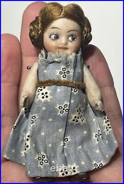 Early Antique 3 Bisque Googly Doll Miniature Baby Doll German Googly Type Doll Early Antique 3 Bisque Googly Doll Miniature Baby Doll German Googly Type Doll