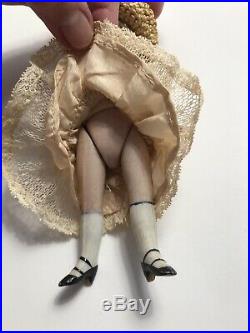 Early Antique 5 All Bisque German Kestner Doll Blue Glass Eyes Swivel Neck