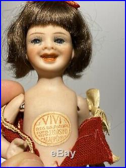 Early Antique 5 German Bisque Vivi Orsini Girl Bisque Doll Mint In Original Box