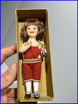 Early Antique 5 German Bisque Vivi Orsini Girl Bisque Doll Mint In Original Box