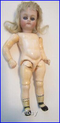 Early Antique 6 1/4 German Bisque Mignonette Doll Kestner With Jointed knees Rare