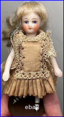 Early Antique All Bisque 4 1/2 French Mignonette Doll All Original Fantastic