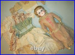 Early Antique Original 15 1/2 Closed Mouth German Fashion Doll Wardrobe Clothes