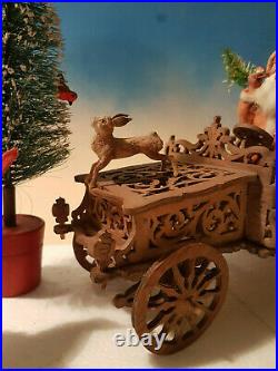 Early Antique RRR German SANTA in Wooden Car & GREAT Toys & Santa Helper