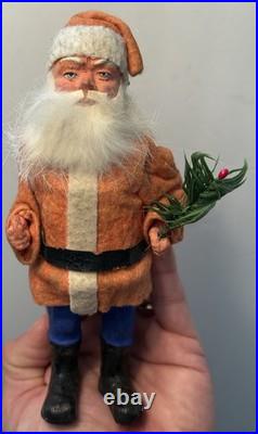 Early Antique Santa Woodcutter 7.5 German Red Coat Santa Candy Container Great