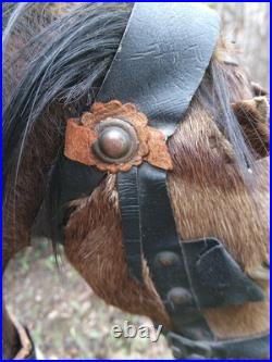 Early Primitive 1800s German Straw Stuffed Mohair Horse Wooden Mouth & Legs Early Primitive 1800s German Straw Stuffed Mohair Horse Wooden Mouth & Legs