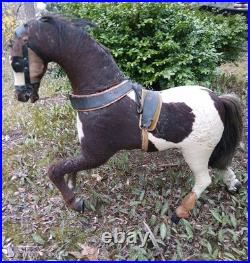 Early Primitive 1800s German Straw Stuffed Mohair Horse Wooden Mouth & Legs Early Primitive 1800s German Straw Stuffed Mohair Horse Wooden Mouth & Legs