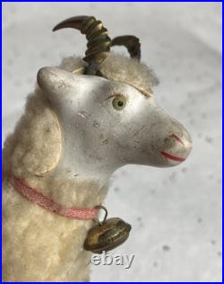 Early antique vintage putz german wooly sheep ram stick legs