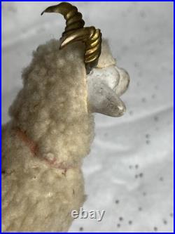 Early antique vintage putz german wooly sheep ram stick legs