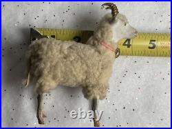 Early antique vintage putz german wooly sheep ram stick legs