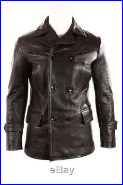 Eccleston Black Cow Hide German Submariner WW2 Vintage Leather Coat / Jacket