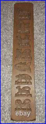 Eight Motif Carved Wood Cookie Mold Antique German Vintage Handarbeit Springerle