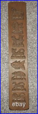 Eight Motif Carved Wood Cookie Mold Antique German Vintage Handarbeit Springerle