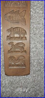 Eight Motif Carved Wood Cookie Mold Antique German Vintage Handarbeit Springerle