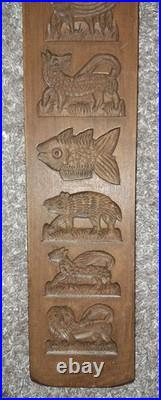 Eight Motif Carved Wood Cookie Mold Antique German Vintage Handarbeit Springerle