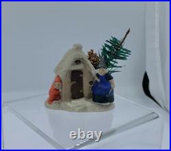 Elf Hides from Witch Halloween Antique German Bisque Snow Baby Hertwig 8398 Rare