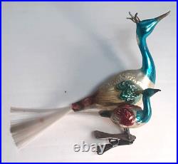 Excellent Antique German Glass Swan & Baby Bird Clip On Christmas 1930's