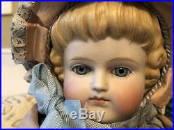 Exquisite 20 Antique Glass Eyed German Parian Girl Doll Molded Hair