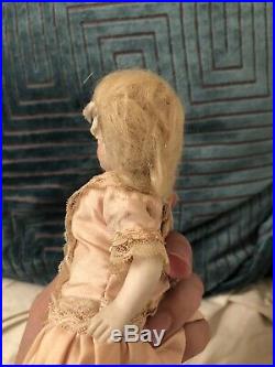 Extra Large All Bisque Limbach 7 Antique Chunky Bisque Doll Orig Wig Prize Baby