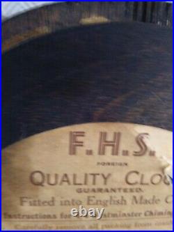 Fhs German English Vintage Antique Westminster Chime 8 Day Mantle Clock V G C
