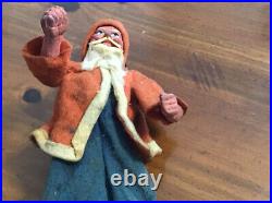 Fine Antique German Made Belsnickle Santa Figure Clay Head Boots Hands Leather