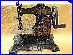 GERMAN MADE CASIGE VINES & BERRIES Toy Sewing Machine Vintage Original Antique
