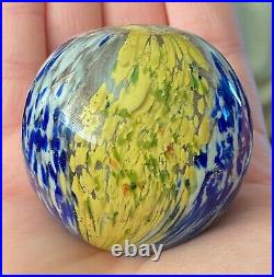GIANT Antique Vintage German Onionskin Blue/Yellow Marble Some Damage 2.11