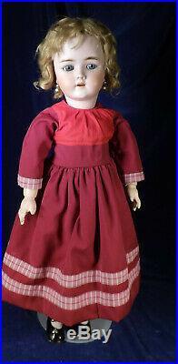 GORGEOUS Antique H Handwerck German Bisque Doll 69 Curly Blonde Wig Pretty Dress