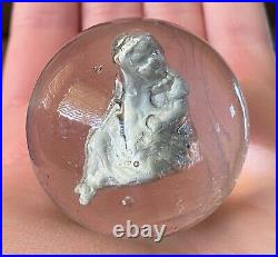 GORGEOUS Antique Vintage German Sulphide Sitting Girl Marble VERY RARE 1.83