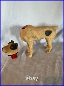 GREAT Antique German Paper Mache Jack Russell Dog Candy Container