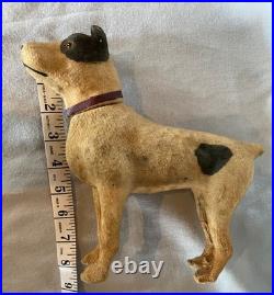 GREAT Antique German Paper Mache Jack Russell Dog Candy Container