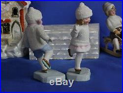 Galluba Era Hertwig Bisque Ice Skaters Snow Baby Figurines Book Examples V Rare