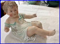 Gebruder Heubach-German Porcelain Bisque-Sitting Piano Baby 10 1/2 Antique